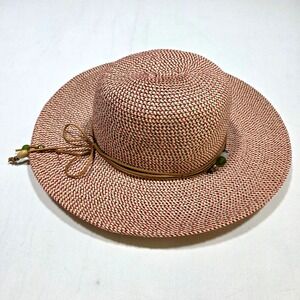 Sunday Afternoons Sun Hat Womens Red Tan‎ Woven Wide Brim Adjustable Beach Boho